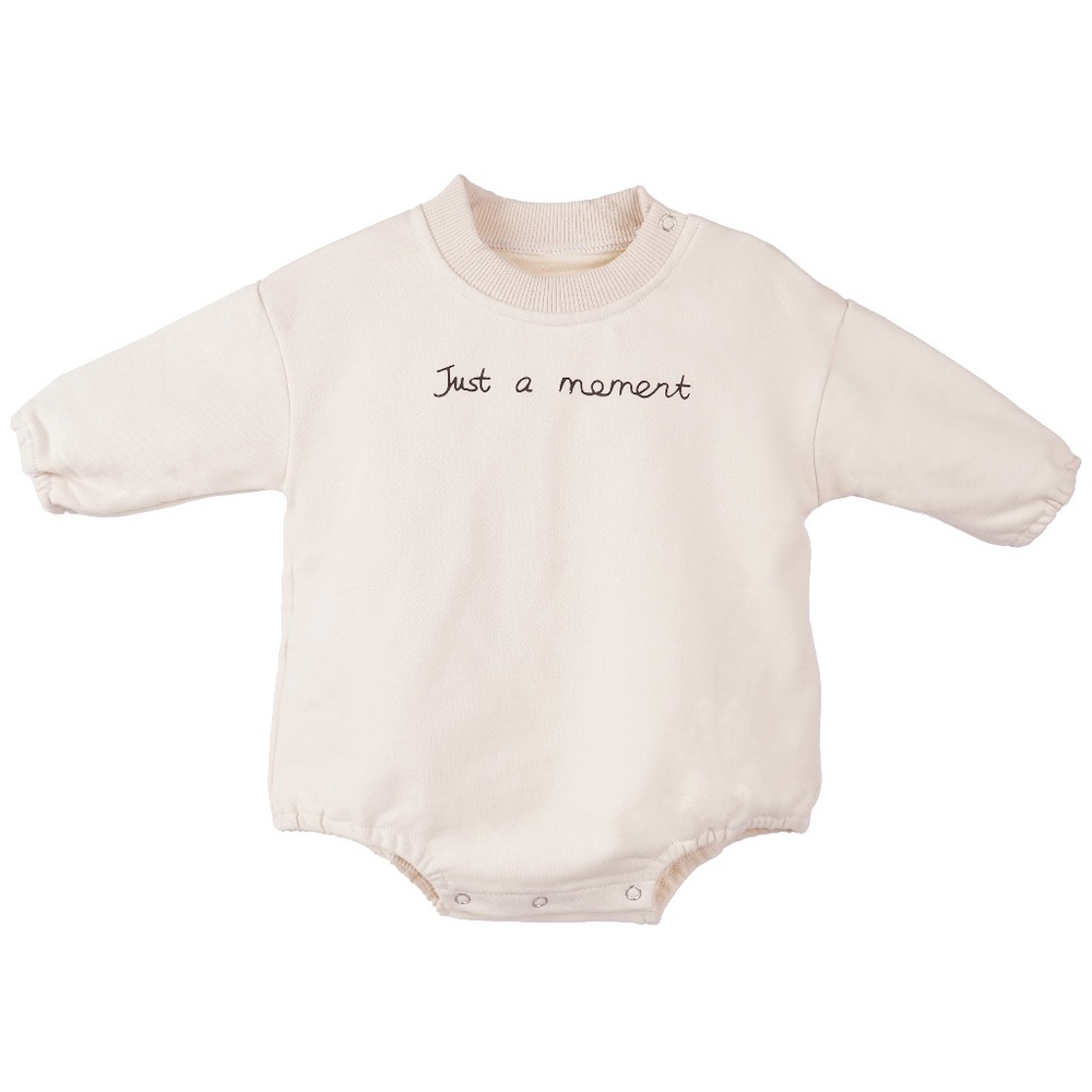 Letter Printed Long Sleeve Baby Romper Beige